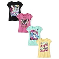 The Childrens Place Girls Kindness, Love, Equality Short Sleeve Graphic T shirts Pack 4