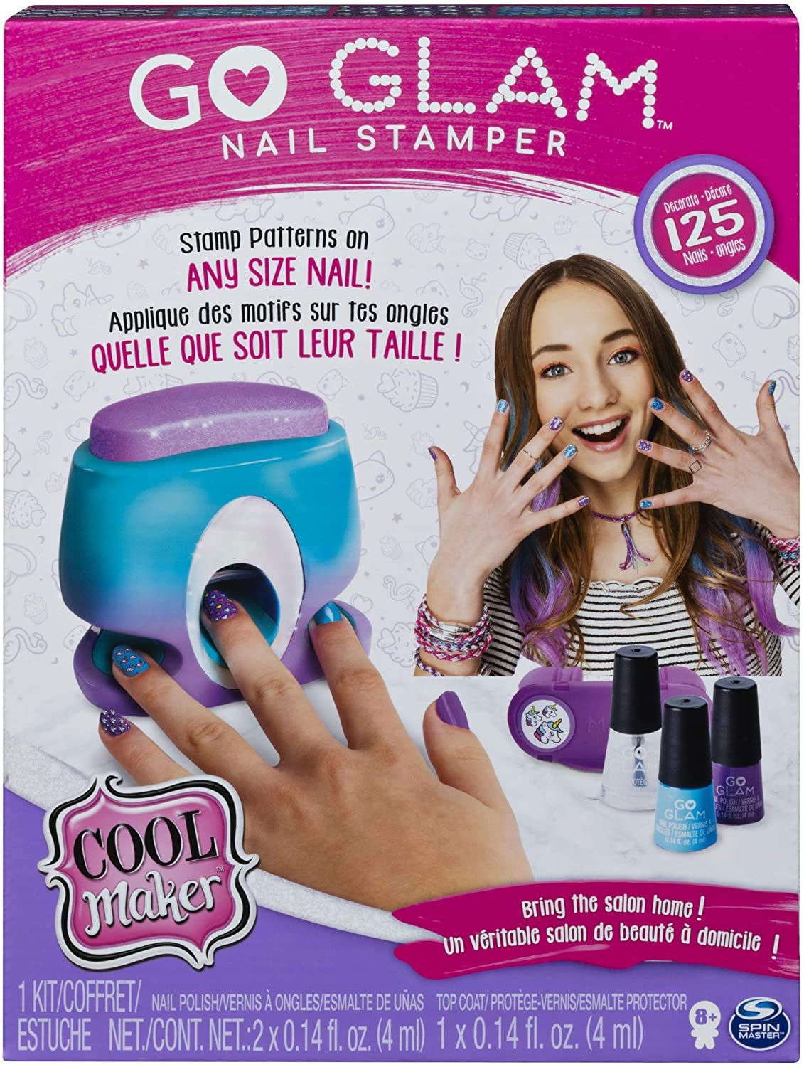 Cool Maker, GO Glam Nail Stamper, Nail Studio with 5 Patterns to Decorate 125 Nails (Packaging May Vary)