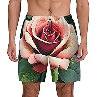 Rustic Rose Flowers Mens Swim Trunks - Beach Shorts Quick Dry with Pockets Shorts Fit Hawaii Beach Swimwear Bathing Suits