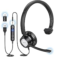 New bee Bluetooth Earpiece V5.0 & USB Headset with Microphone for PC Computer Headset
