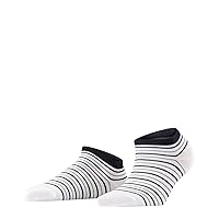 FALKE Women's Stripe Shimmer Sneaker Socks, Cotton, Black (Black 3000), 8-10.5, 1 Pair