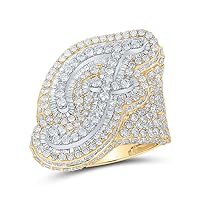 The Diamond Deal 10kt Two-tone Gold Mens Baguette Diamond F Initial Letter Ring 8-1/3 Cttw