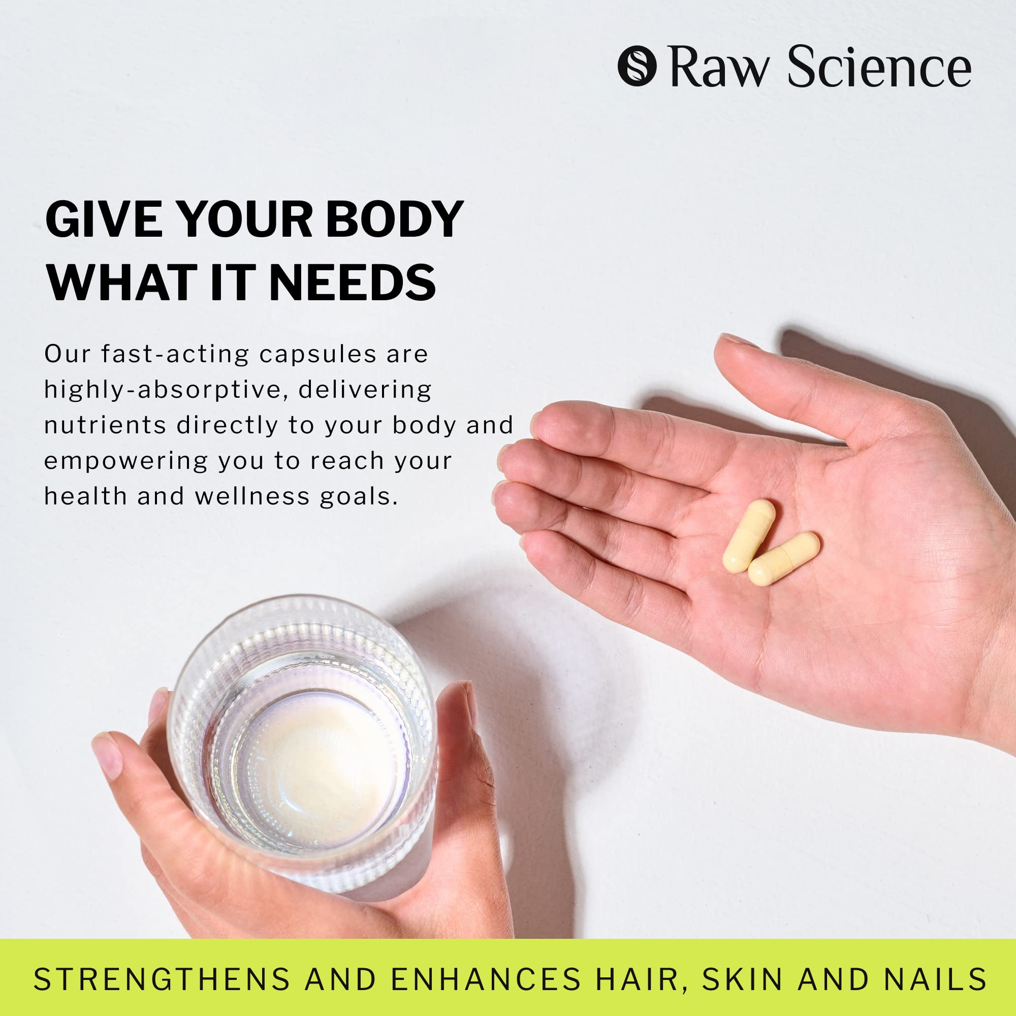 S RAW SCIENCE Vitamins for Healthy Hair, Skin and Nails - Biotin & Collagen & Keratin Capsules 25000mcg 60pcs and Biotin & Collagen Drops 30000mcg 2oz
