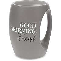 Pavilion Gift Company Gray Huggable Hand Warming 16 oz Coffee Cup Mug Good Morning Friend