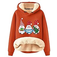 Xmas Winter Hoodies For Women Casual Warm Hooded Sweatshirts Fleece Sherpa Lined Hoodie Pullover Party Outfits