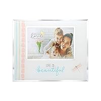 Pavilion Gift Company - Life is Beautiful - Mirrored Glass Picture Frame for Friend, Mother, Sister (Holds 4 x 6 inch Photo), 1 Count (Pack of 1), 9.25” x 7.25 inches Overall in Size