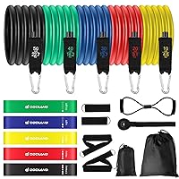 Odoland 16pcs Resistance Bands Set, Exercise Workout Bands with Handles, Resistance Loop Bands, Core Sliders, Ankle Straps, Door Anchor for Home Gym Training, Physical Therapy, Fitness