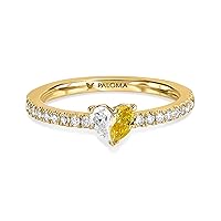 18K Yellow/Rose/White Gold Heart Ring With 0.50 TCW Natural Diamond (Heart Shape, Multi-Colored, VS-SI2 Clarity) Gemstone Rings, Statement Rings For Women Dainty Rings Gift For Her Jewelry For Women
