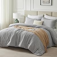 CozyLux California King Comforter Set - 3 Pieces Greyish Green Soft Luxury Cationic Dyeing Cal King Size Bedding Comforter All Season, Breathable Lightweight Bed Sets, 1 Comforter and 2 Pillow Shams