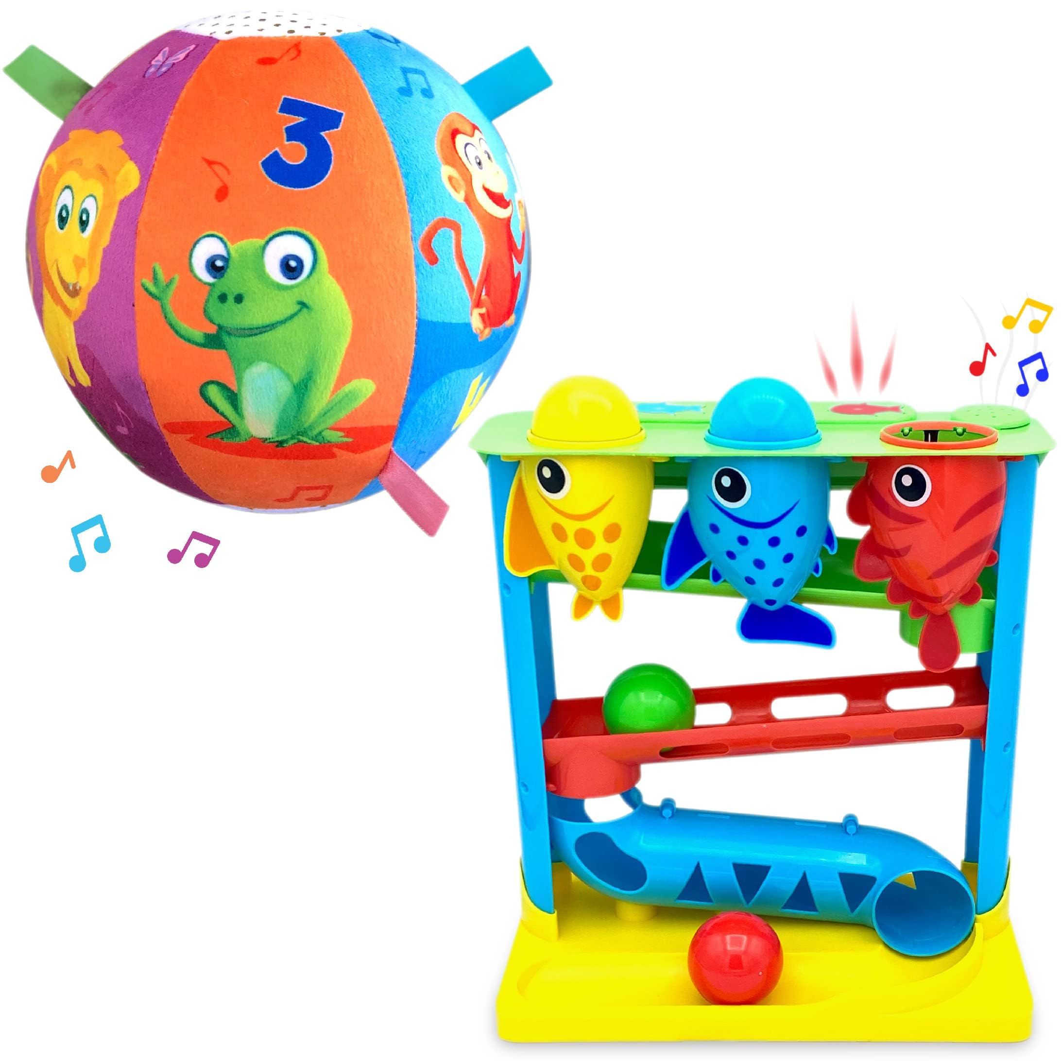 Move2Play Baby Crawl Ball and Fish Toy Bundle