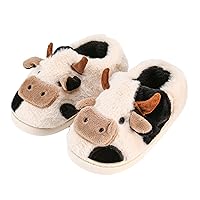 Cow Slippers for Women and Men，Cute Slippers Cozy Cartoon Cow Fluffy House Slippers Kawaii Shoes Fuzzy Slippers Indoor and Outdoor