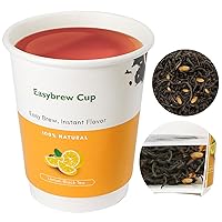 Easybrew Cup Tea Within Paper Cup, 10 PCS Disposable Cups with Tea in the Bottom, Flavored Instant Tea, Delicious Organic Black Tea Perfect for Home, Outdoor, Travel, Unique Tea Gift(Lemon Black Tea)