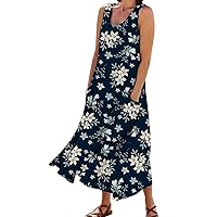 Dresses for Women 2024 Maxi Dress for Women Spring Summer Boho Casual Loose Fashion Sleeveless Dress for Holiday