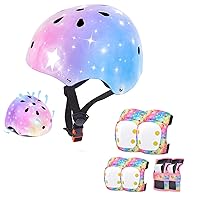 Colorstar Adjustable Bike Helmet with Knee Pad Elbow Pads Guards,Kids Toddler Boys Girls Child Skateboard Helmet and Pads for Kids 3-5-8-14+Scooter Inline skatings Longboard Roller Skate