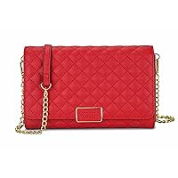 AOSSTA Women's Small Shoulder Handbag Clutch Bag Faux Leather Multi Compartment Pockets Evening Bags with Chain