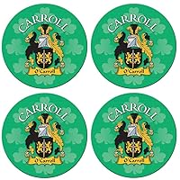 Carroll Irish Family Surname Round Cork Backed Coasters Set of 4