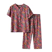 Conjunto Blusa botones y Estampado Traje dos piezas Mujer + pantalón Largo pernera ancha y conjunto Pantalones rectos