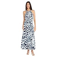 Maggy London Casual Sleeveless, Waist Tie, Maxi Unlined Halter Dresses for Women