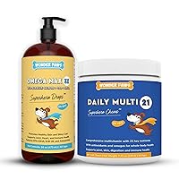 Omega Max Fish Oil Plus Daily Multivitamin Chews - for Dog Joint Health, Skin Moisture, Immune System Support & Daily Wellness - Omega Max 16 Ounces - Multivitamin 60 Chews