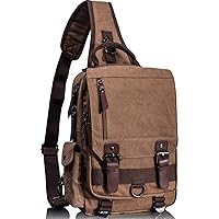 Leaper Canvas Messenger Bag Sling Bag Cross Body Bag Shoulder Bag Coffee, M