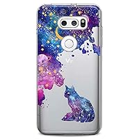 Case Replacement for LG G7 ThinkQ Fit Velvet G6 V60 5G V50 V40 V35 V30 Plus W30 Galaxy Soft Colorful Abstract Pattern Purple Stars Clear Cat Print Design Flexible Silicone Slim fit Cute Moon