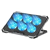 ICE COOREL Laptop Cooling Pad with 6 Cooling Fans, Cooling Pad for Laptop Fan 13-15.6 Inch, Laptop Cooler Stand with 6 Height Adjustable, Notebook Cooler Pad with Two USB Port [2022 Version]