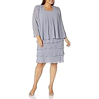 S.L. Fashions Women's Plus Size Two Piece Embellished Jacket Dress