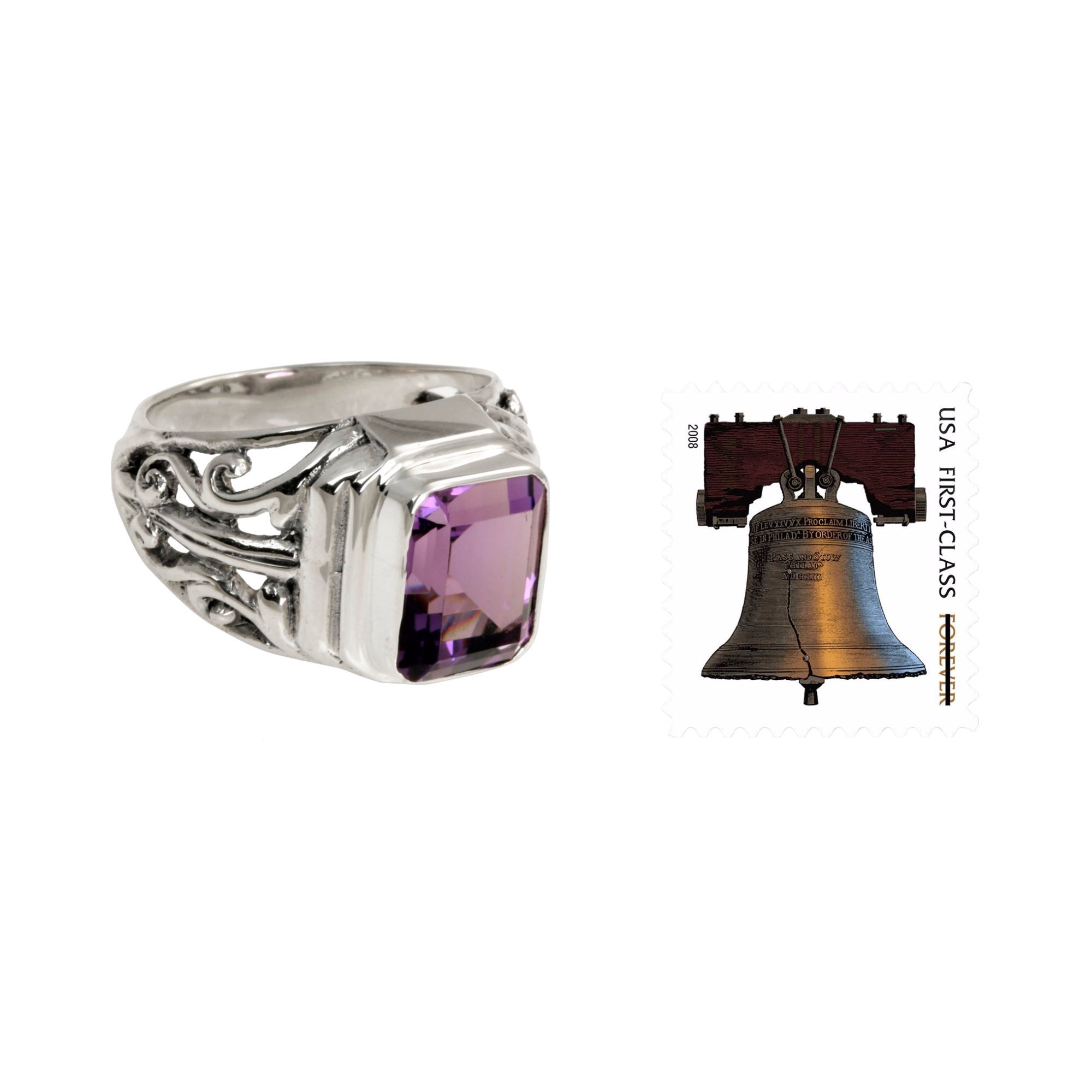 NOVICA Handmade Men's Amethyst Ring .925 Sterling Silver Purple Single Stone Indonesia Birthstone 'Wisdom Warrior'