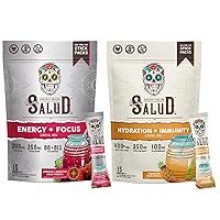 Salud 2-Pack |2-in-1 Energy + Focus (Hibiscus) & Hydration + Immunity (Tamarindo) – 15 Servings Each, Agua Fresca Drink Mix, Non-GMO, Gluten Free, Vegan, Low Calorie, 1g of Sugar