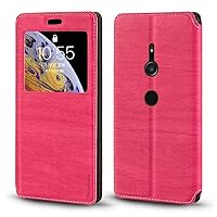 Sony Xperia XZ3 Case, Wood Grain Leather Case with Card Holder and Window, Magnetic Flip Cover for Sony Xperia XZ3 Rose