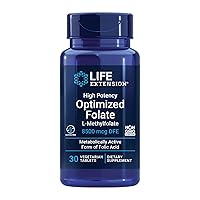 Life Extension High Potency Optimized Folate – L-methylfolate – Folic Acid, 8500 mcg DFE – Heart & Brain Support, Healthy Homocysteine Levels – Gluten-Free, Non-GMO, Vegetarian – 30 Tablets