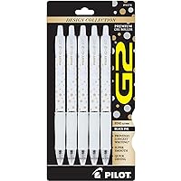 Pilot, G2 Premium Gel Roller Pens, Fine Point 0.7 mm, Dot-Patterned Barrels, Pack of 5, Black
