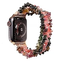 For Apple Watch Band 45mm 41mm 38mm 40mm 42mm 44mm Bracelet For iWatch 7/6/5/4/3/2/1 Women Handmade Natural Stone Strap Replacement 7/6/5/4/3/2/1/SE Series WatchBands ( Color : Tourmaline , Size : 44m