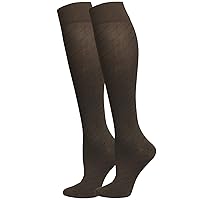 NuVein 15-20 mmHg Travel Compression Socks for Women & Men to Reduce Swelling, Knee High, Closed Toe, Brown, Large