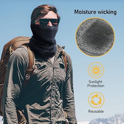 TICONN Neck Gaiter Face Cover Scarf, Breathable Sun & Wind-proof for Skiing Fishing Hiking Cycling