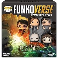 Funko Games Harry Potter 100 Funkoverse - (4 Characters Pack) Board Game, German Version - Harry, Hermione, Bellatrix LeStrange, Lord Voldemort - 3'' (7.6 Cm) POP! - Light Strategy Board Game