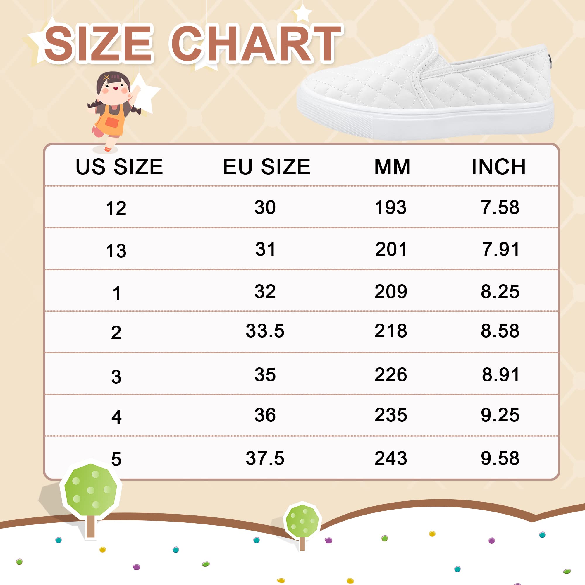 Tuboom Sneakers for Girls Slip On Shoes Little/Big Kid Comfort Low Top Fashion Tennis/Walking Casual Sneakers for Kids