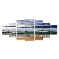 Startonight Acrylic Glass Wall Art - Ocean Waves - Beach Elegant Glossy Artwork Set of 7 Panels 36