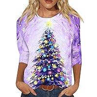 Women's Sweatshirt Fashion Casual Round Neck 44989 Sleeve Loose Christmas Printed T-Shirt Top Casual, S-3XL