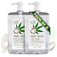 Body Wash for Women and Men with Hemp & Coconut Oil - Shower Gel Cleanses and Moisturizing Skin - With Natural Dead Sea Minerals Nourish for Body, Pack of 2 (67.6 fl.oz)