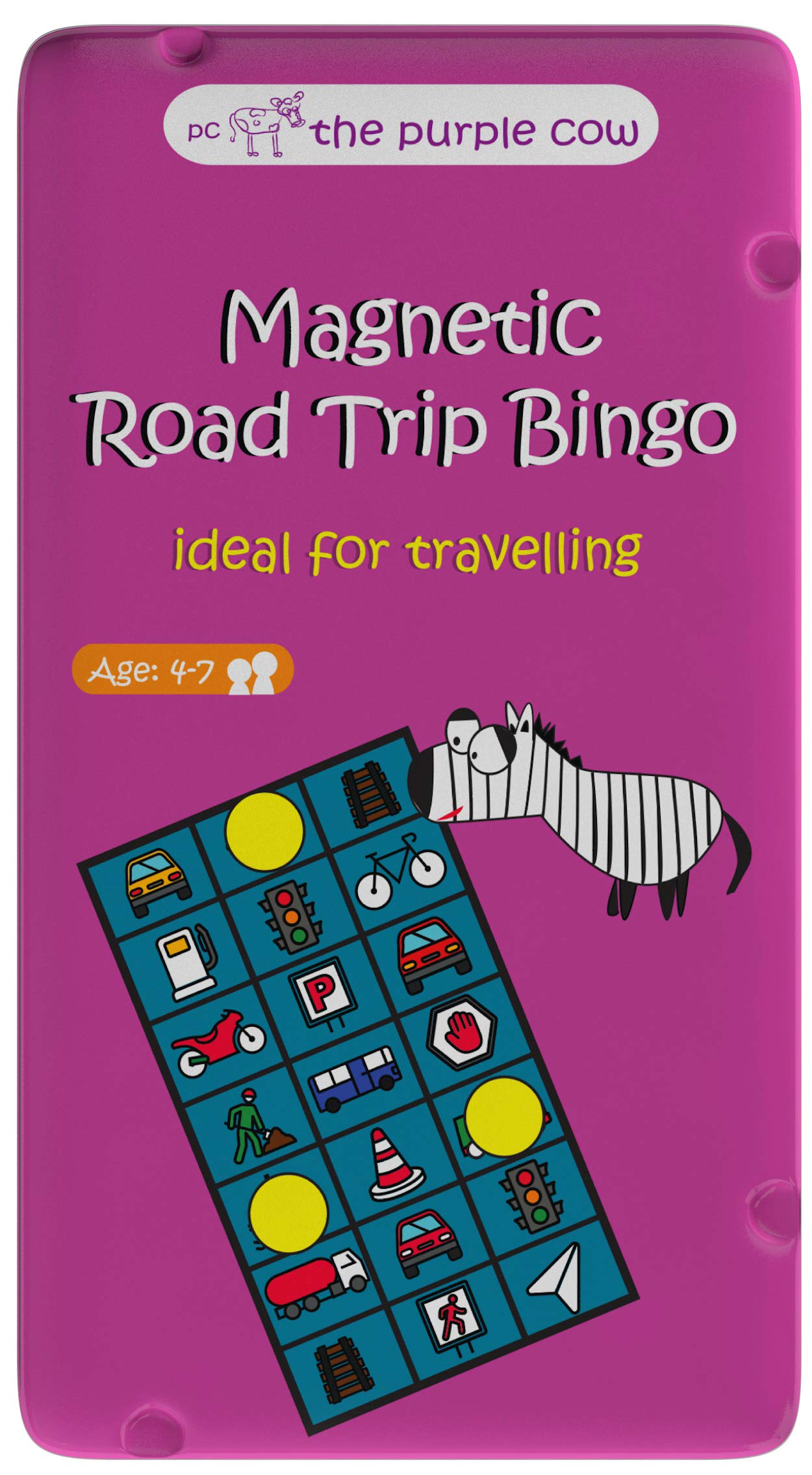 The Purple Cow Magnetic Travel Road Trip Bingo Game - Board Games for Kids and Adults. Great for Travel