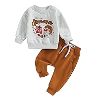 Kupretty Toddler Baby Boy Girl Halloween Outfits Pumpkin Sweatshirt Tops Pants Set Fall Clothes 3 6 9 12 18 24 Months Gifts