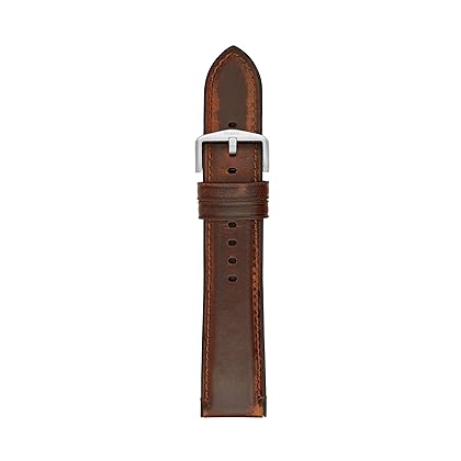 Fossil All-Gender 22mm Leather/Silicone Interchangeable Watch Band Strap, Color: Dark Brown (Model: S221299)