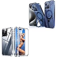 Humixx for iPhone 15 Pro Max Case Waterproof Clear & with Magnetic Stand