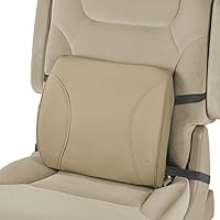 MotorTrend Lumbar Back Support - Portable Orthopedic Lumbar Back Support Memory Foam & PU Leather Seat Cushion. This Lumbar Support Helps Promote Good Posture While Sitting. (Beige)