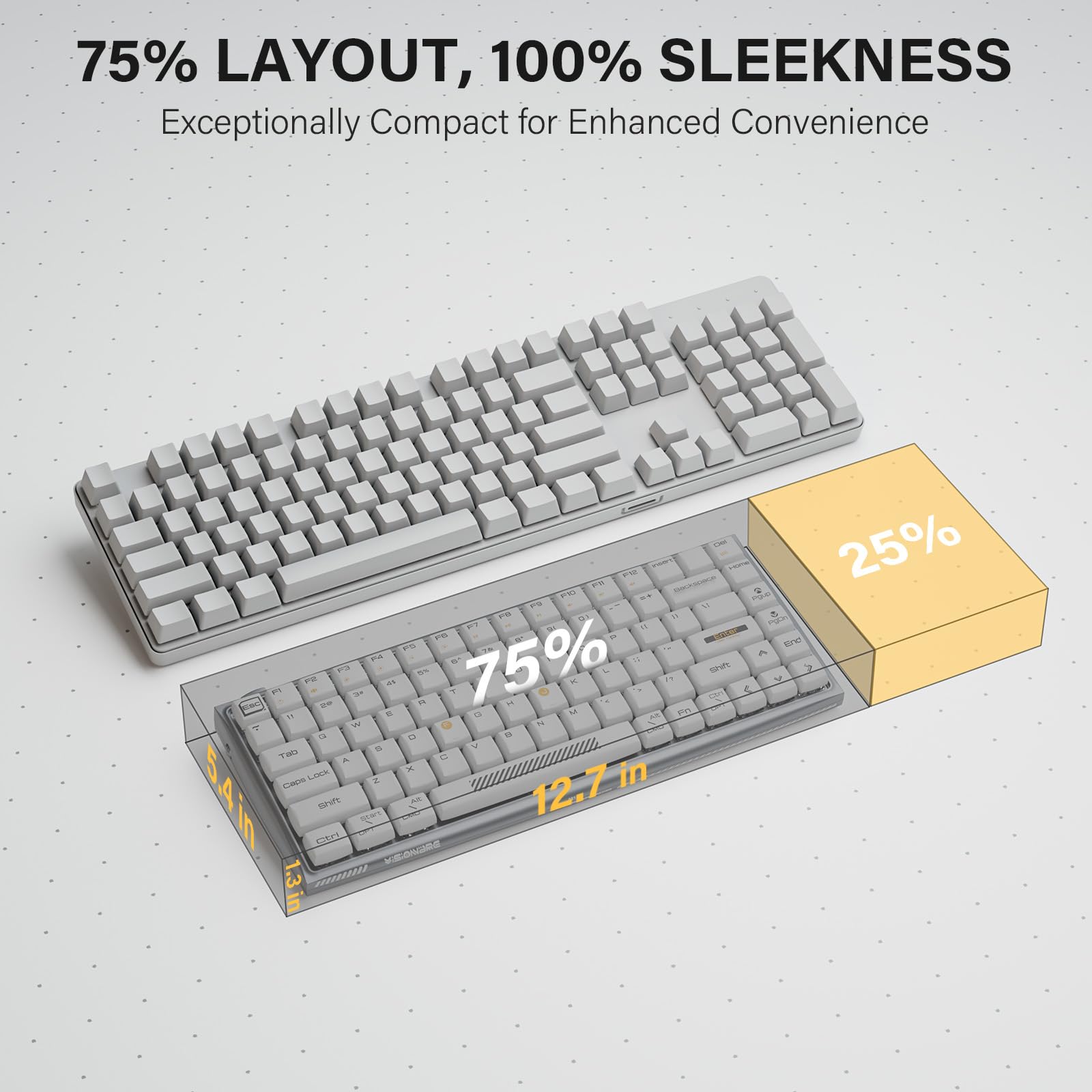 Durgod K710 Wireless Mechanical Keyboard, 84-Key 75% Layout, Connect up to 3 Devices via Bluetooth/2.4G Wireless for Mac Windows Linux, LED Backlit & N-Key Rollover, Tactile Brown Switch, Navy Blue