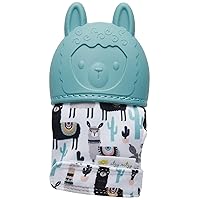 Itzy Ritzy Silicone Teething Mitt - Soothing Infant Teething Mitten with Adjustable Strap, Crinkle Sound & Textured Silicone to Soothe Sore & Swollen Gums - Baby Teething Toy for 3 Mos & Up, Llama
