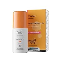 Under-Arm Roll-On Deodorant With 5% Lactic Acid & 1% Mandelic Acid, Prevents Odour, Brightens Skin & Exfoliates Underarm, Long Lasting Peach Fragrance For Unisex, 1.4 fl oz.