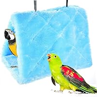 Winter Warm Bird Nest House Shed Hut Hanging Hammock Finch Cage Plush Fluffy Birds Hut Hideaway for Hamster Parrot Macaw Budgies Eclectus Parakeet Cockatiels Cockatoo Lovebird (S, Blue)