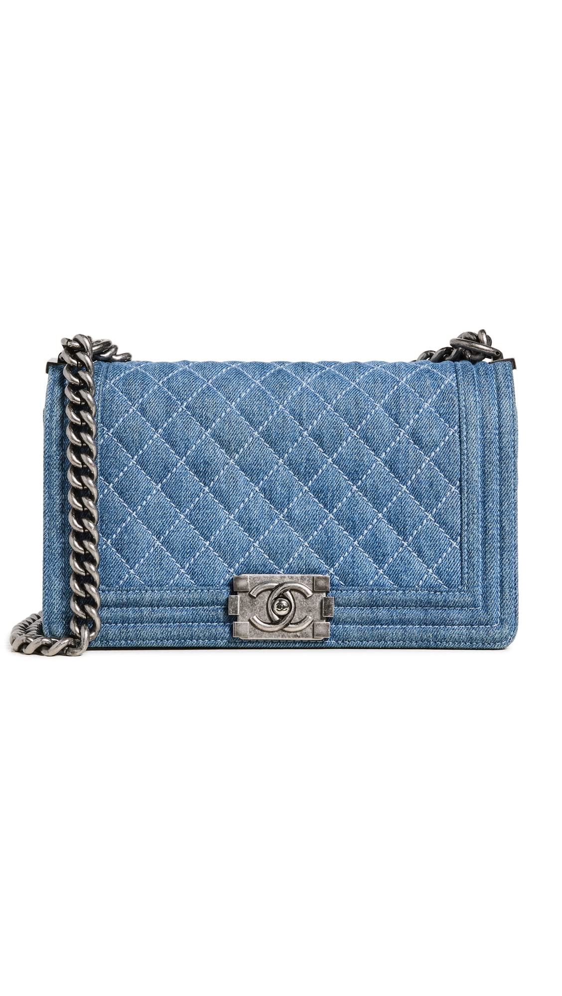 Chanel Women's Pre-Loved Blue Denim Boy Medium Bag
